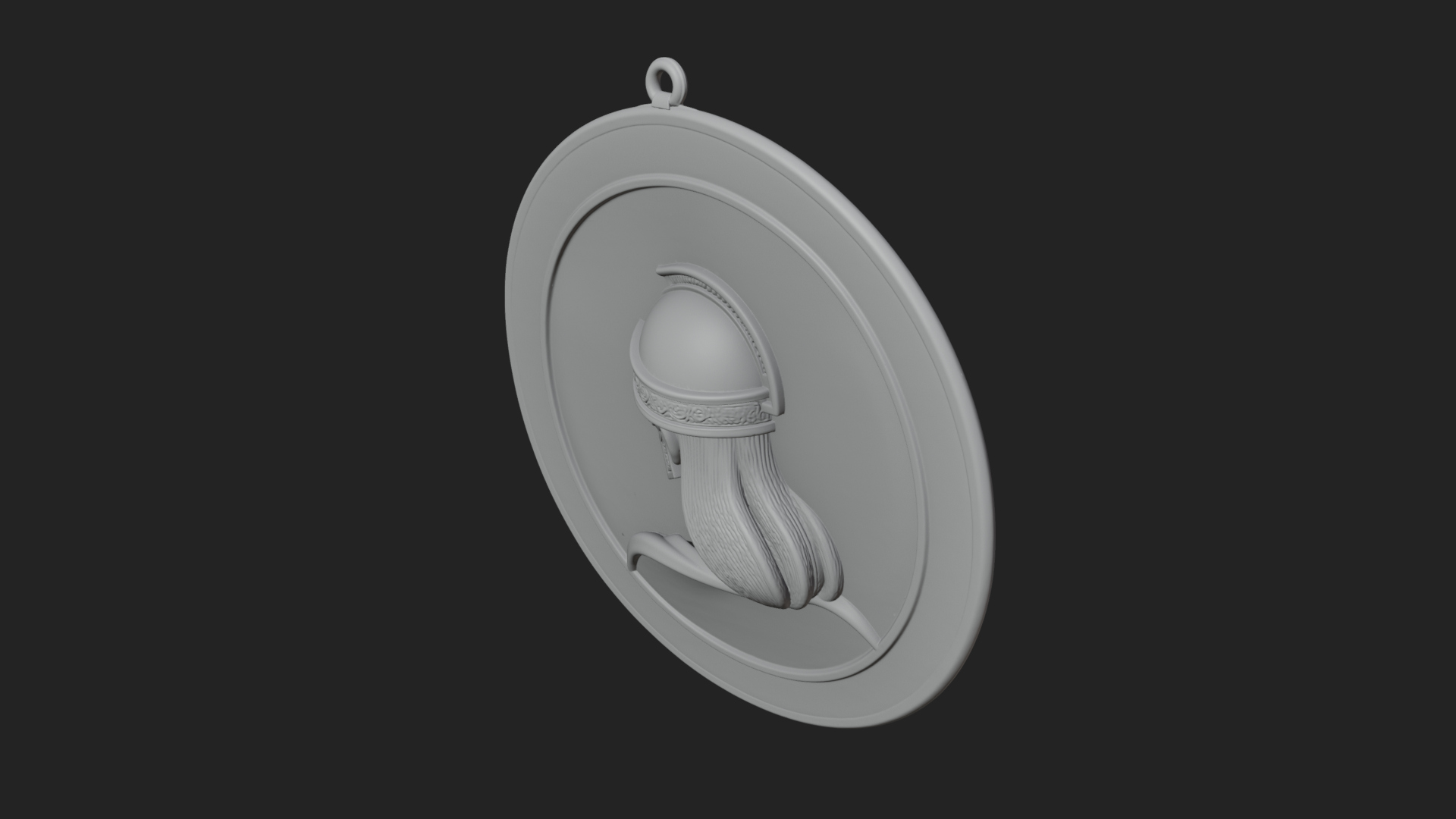 Crested Helm Goddess Oval Plaque Design 3 3D Print Model 3D Model