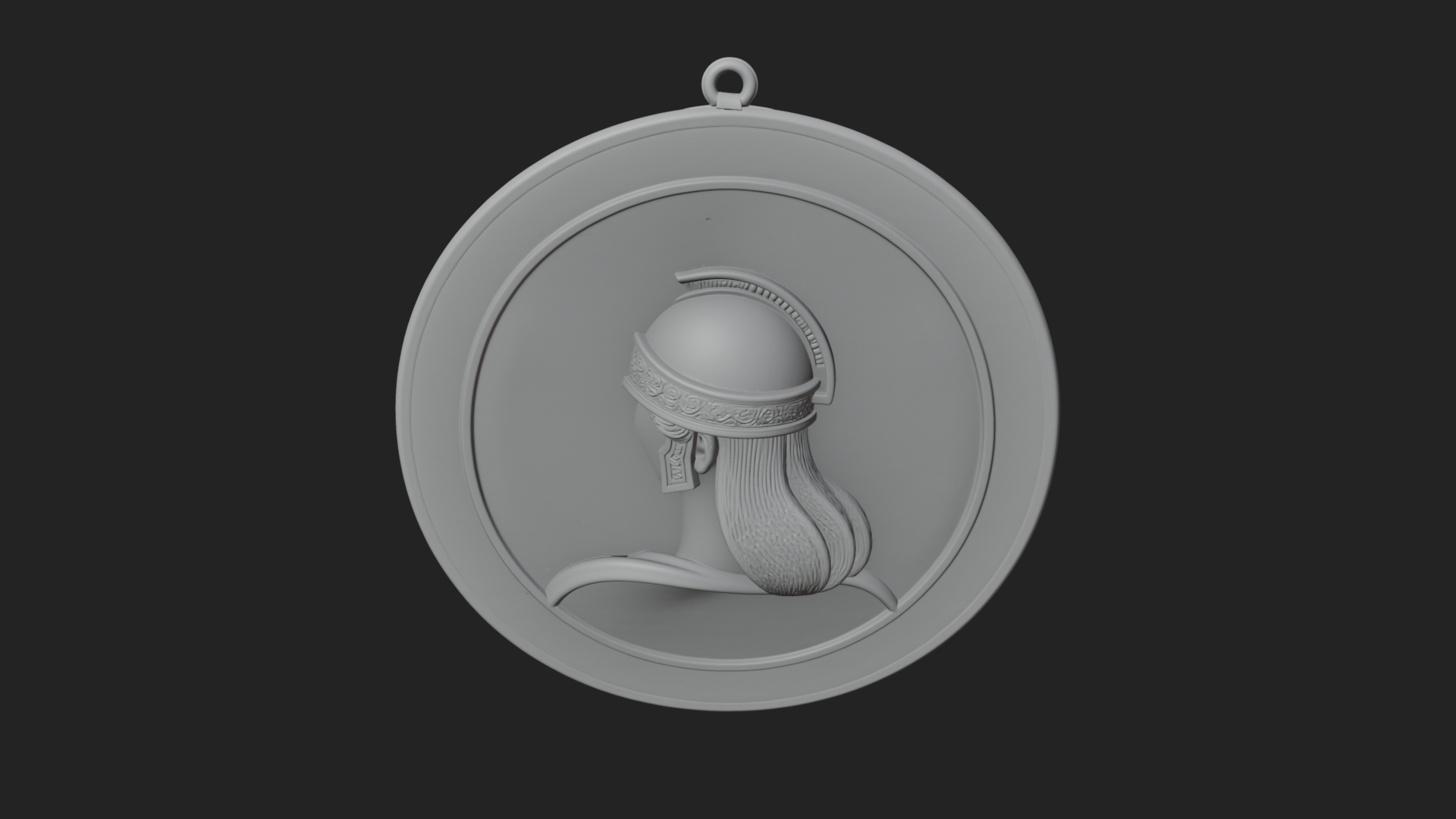 Crested Helm Goddess Oval Plaque Design 3 3D Print Model 3D Model