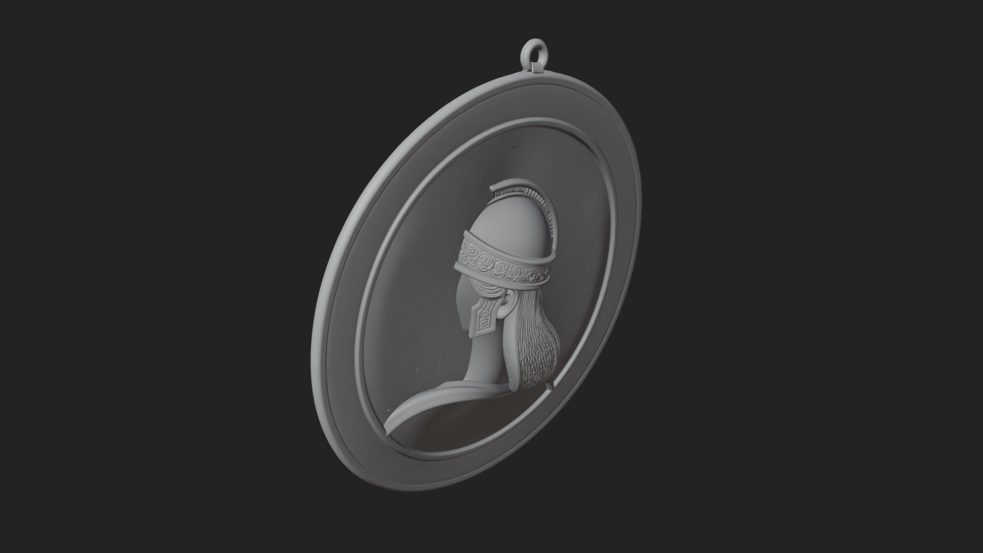 Crested Helm Goddess Oval Plaque Design 3 3D Print Model 3D Model
