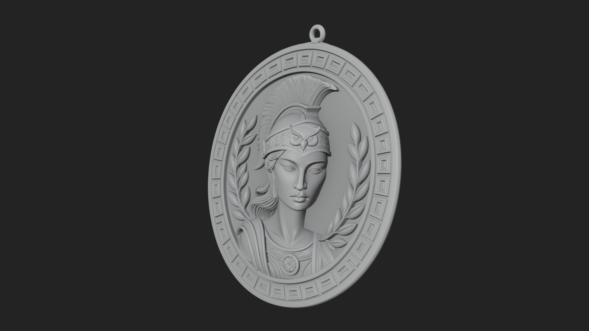 Crested Helm Goddess Oval Plaque Design 3 3D Print Model 3D Model
