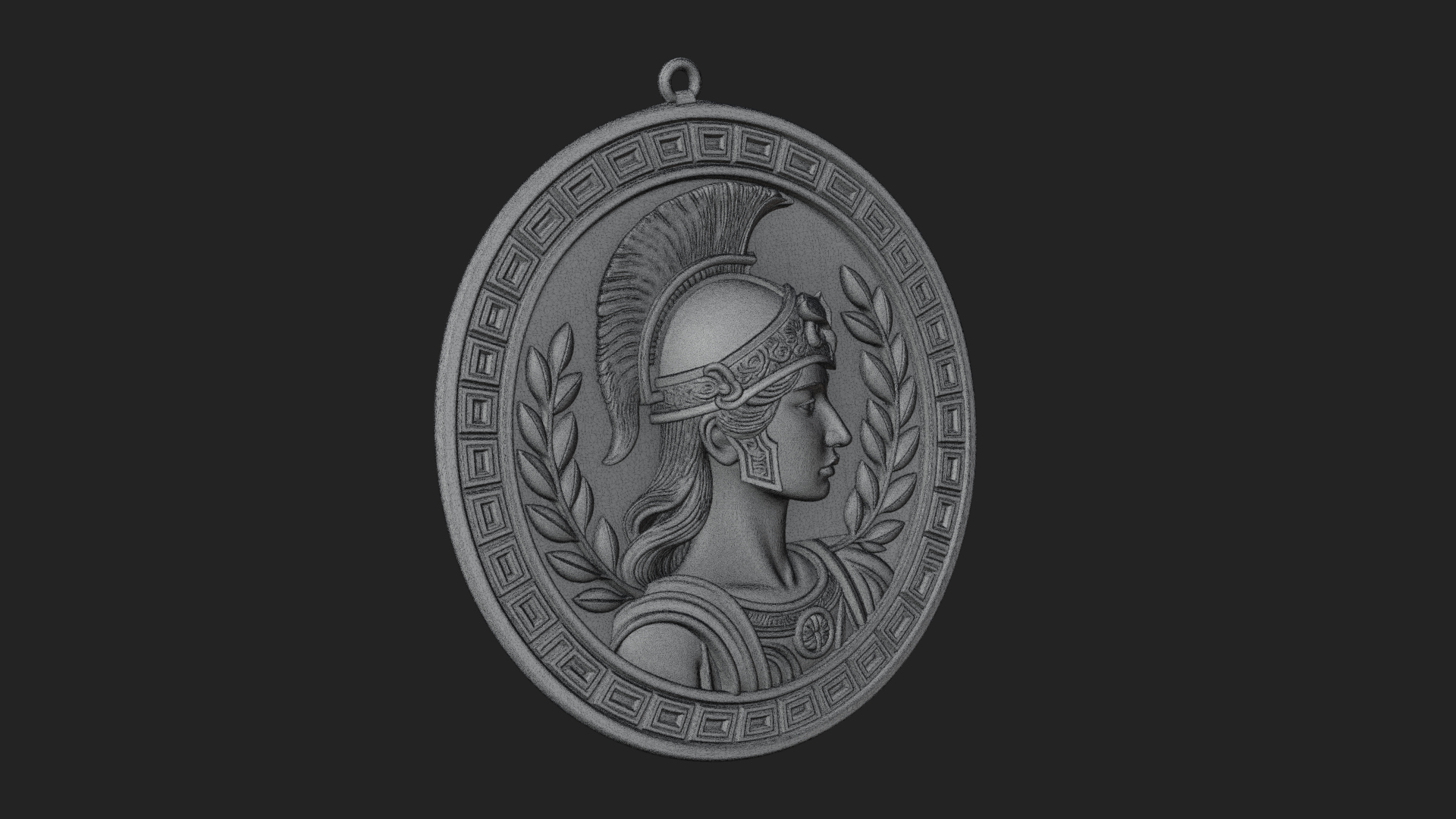 Crested Helm Goddess Oval Plaque Design 3 3D Print Model 3D Model