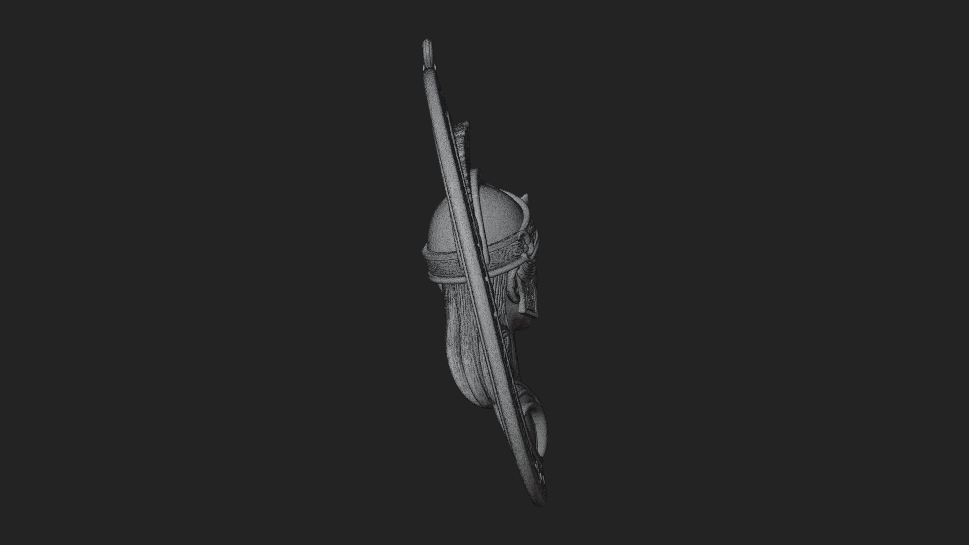 Crested Helm Goddess Oval Plaque Design 3 3D Print Model 3D Model