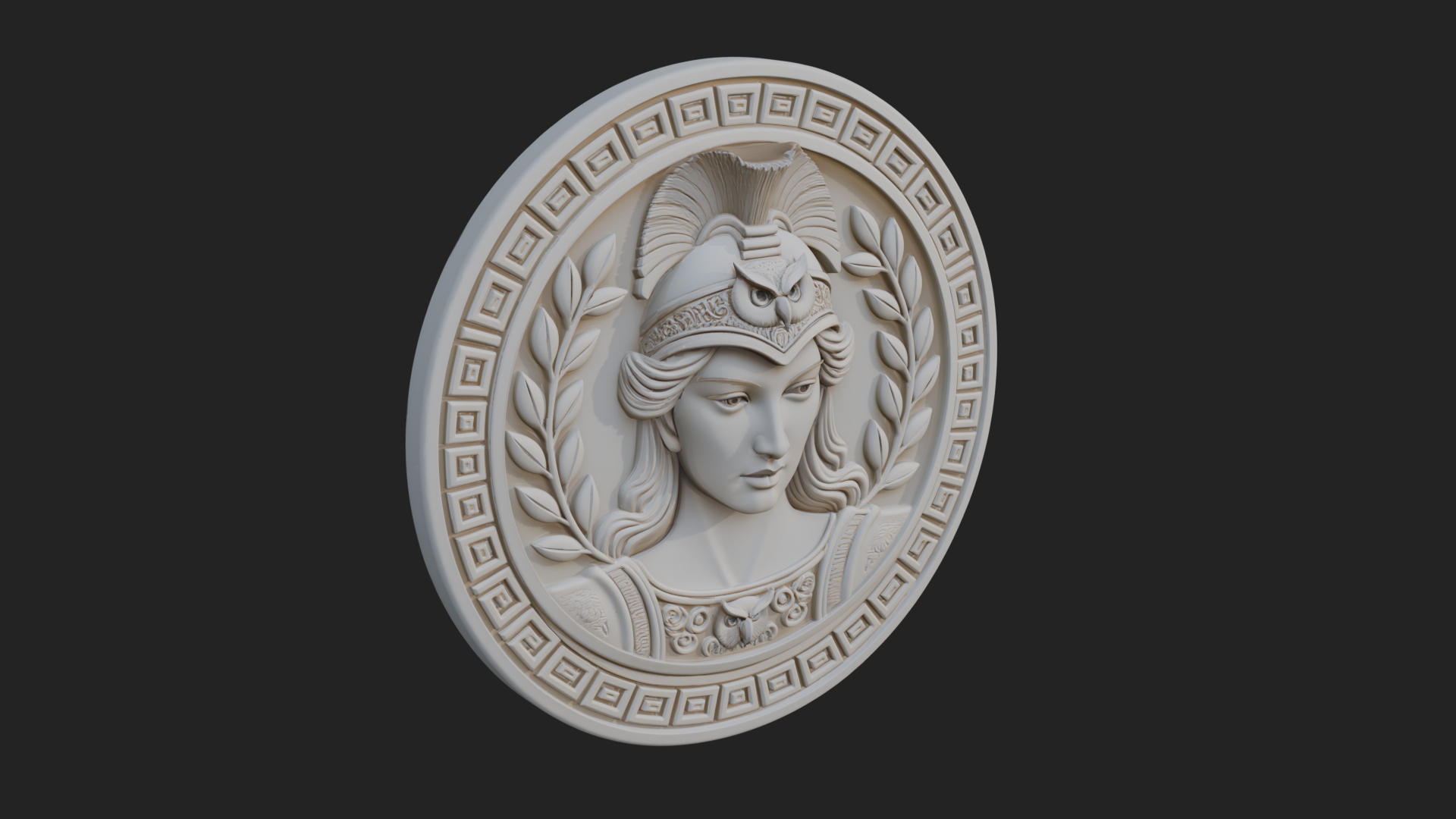 Crested Helm Goddess Oval Plaque Design 4 3D Print Model 3D Model