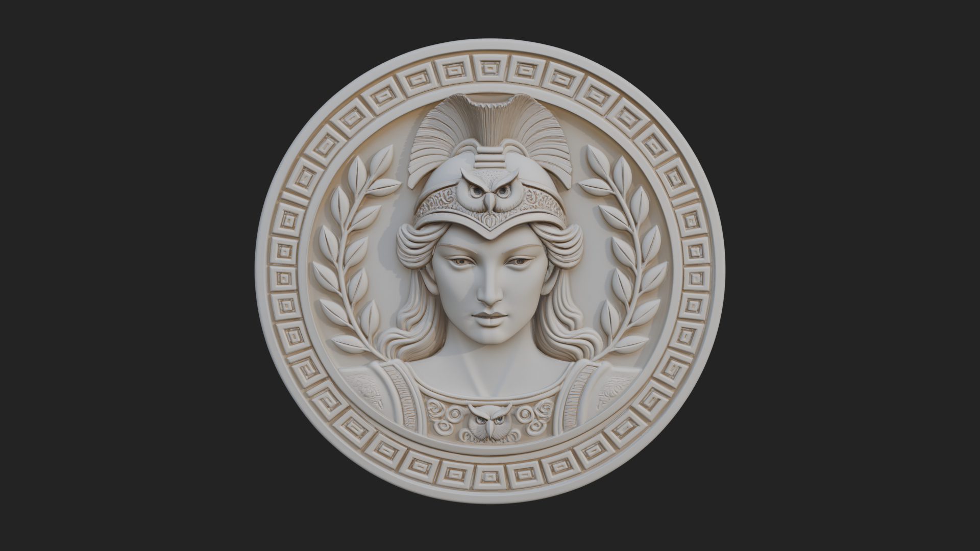 Crested Helm Goddess Oval Plaque Design 4 3D Print Model 3D Model