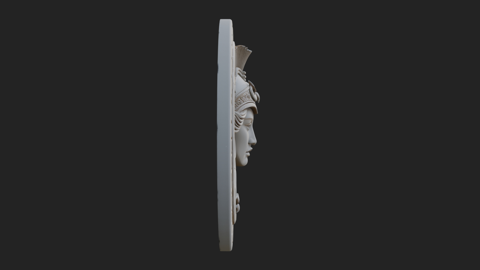 Crested Helm Goddess Oval Plaque Design 4 3D Print Model 3D Model