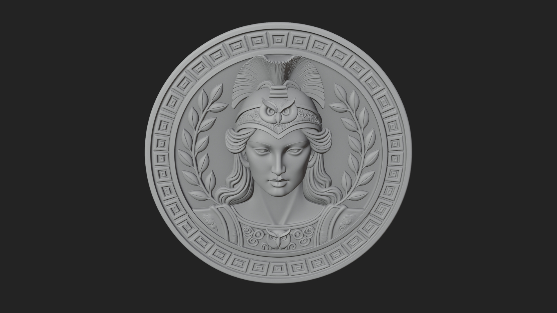 Crested Helm Goddess Oval Plaque Design 4 3D Print Model 3D Model