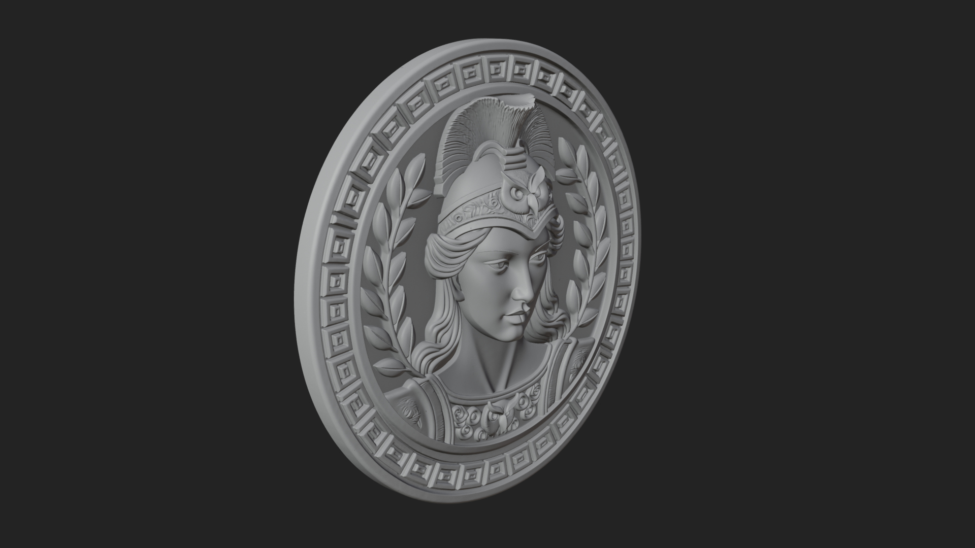 Crested Helm Goddess Oval Plaque Design 4 3D Print Model 3D Model