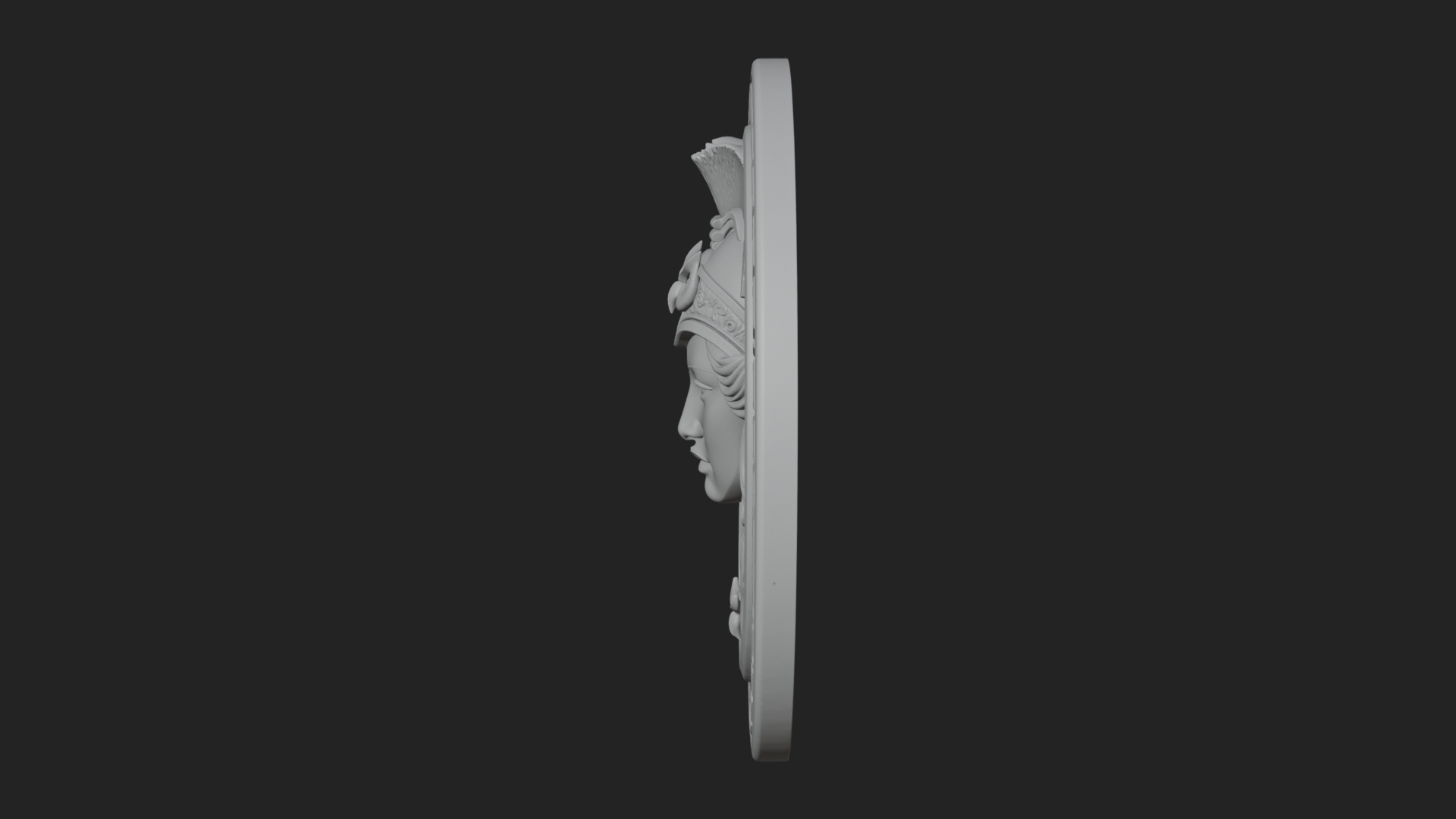 Crested Helm Goddess Oval Plaque Design 4 3D Print Model 3D Model