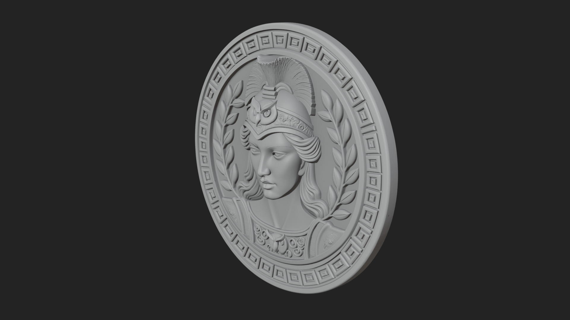 Crested Helm Goddess Oval Plaque Design 4 3D Print Model 3D Model