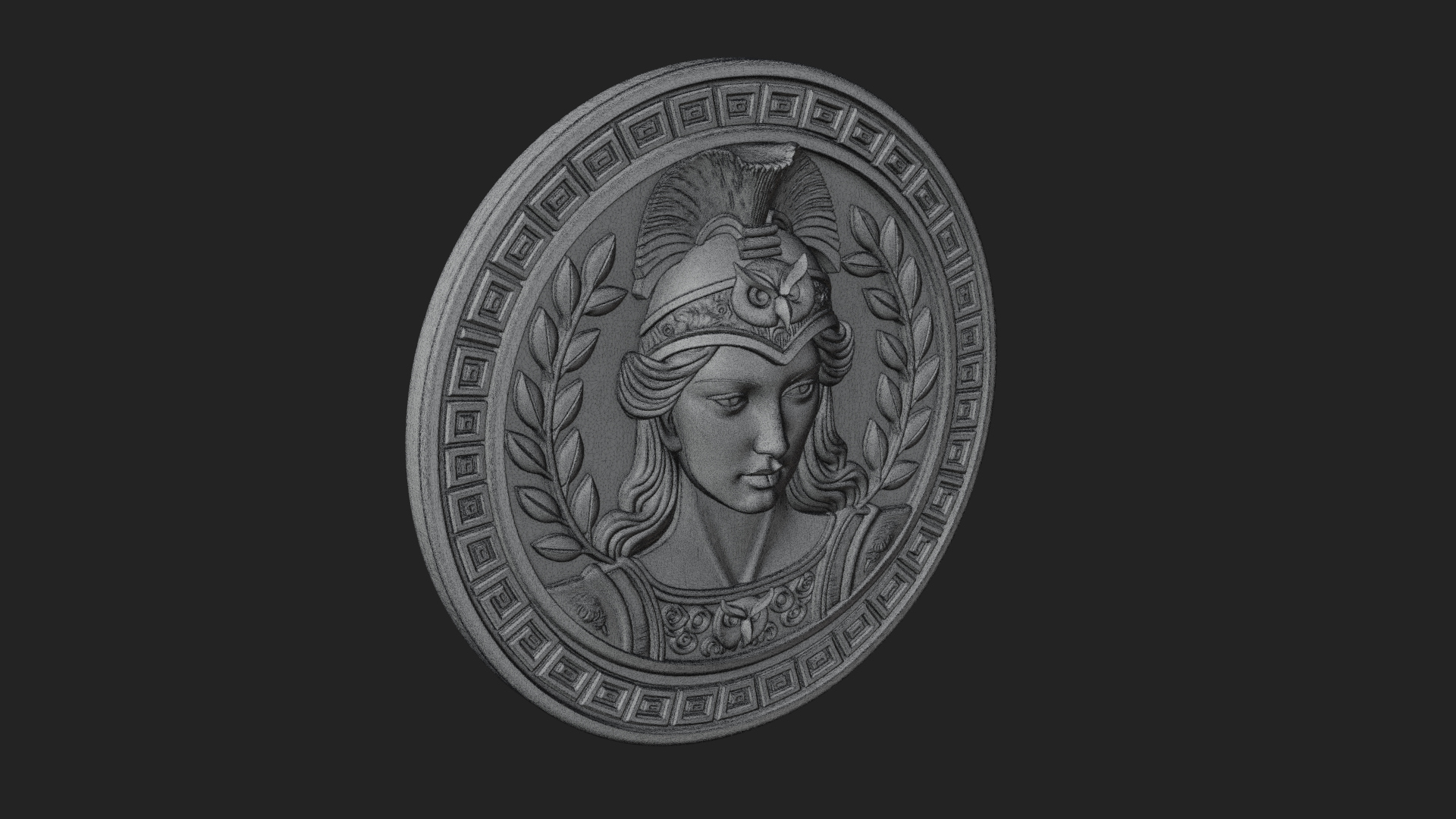 Crested Helm Goddess Oval Plaque Design 4 3D Print Model 3D Model