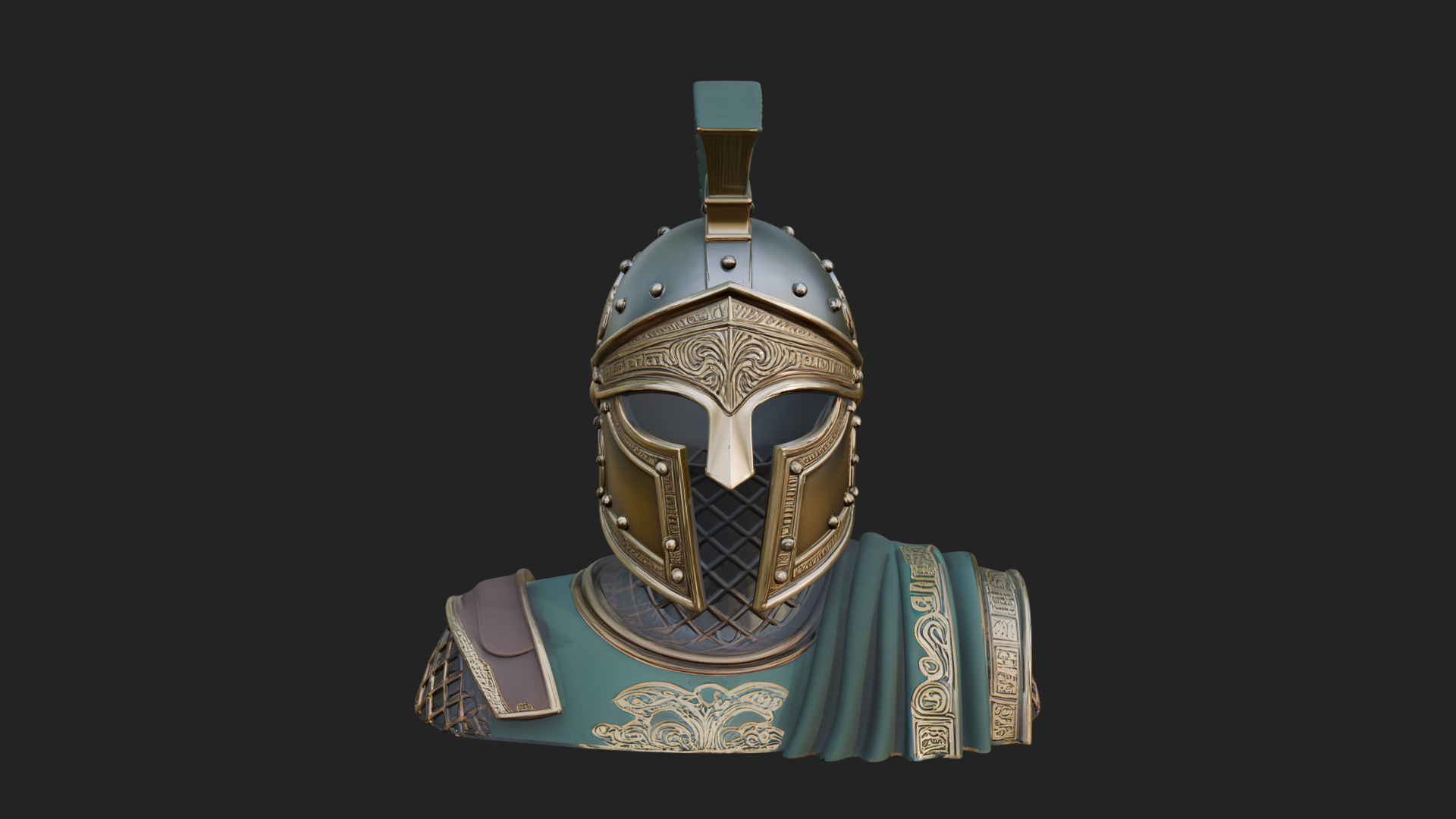 Crested Helm Hoplite Bust Design 1 3D Print Model 3D Model
