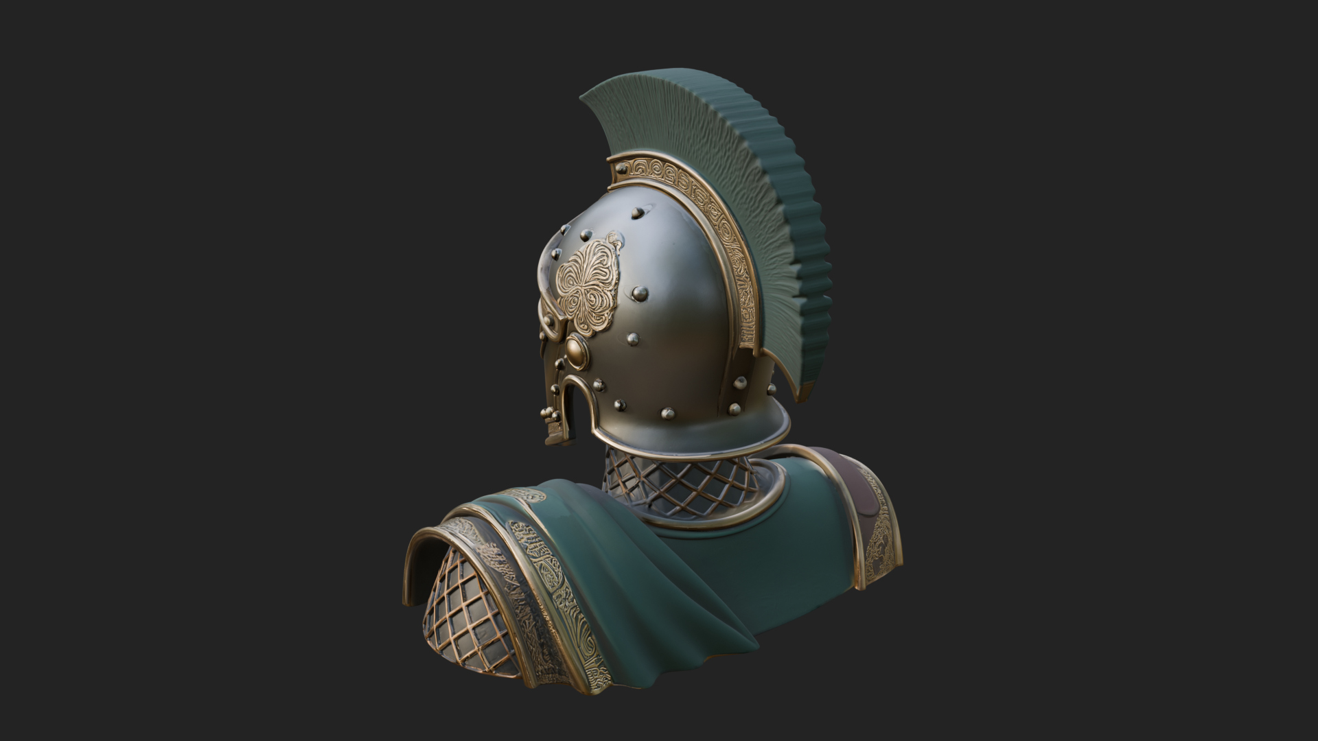 Crested Helm Hoplite Bust Design 1 3D Print Model 3D Model