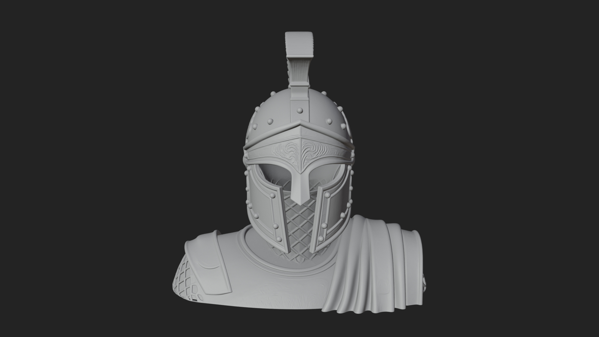 Crested Helm Hoplite Bust Design 1 3D Print Model 3D Model