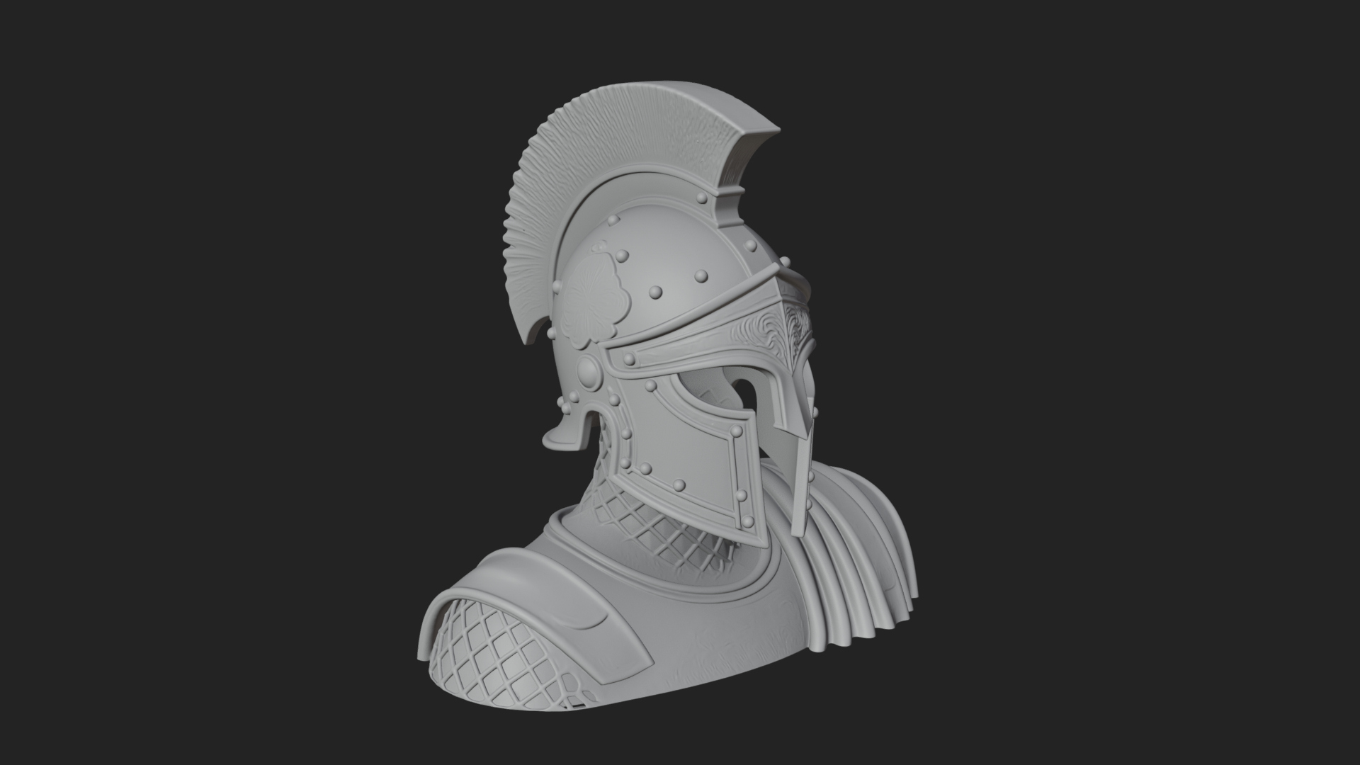 Crested Helm Hoplite Bust Design 1 3D Print Model 3D Model