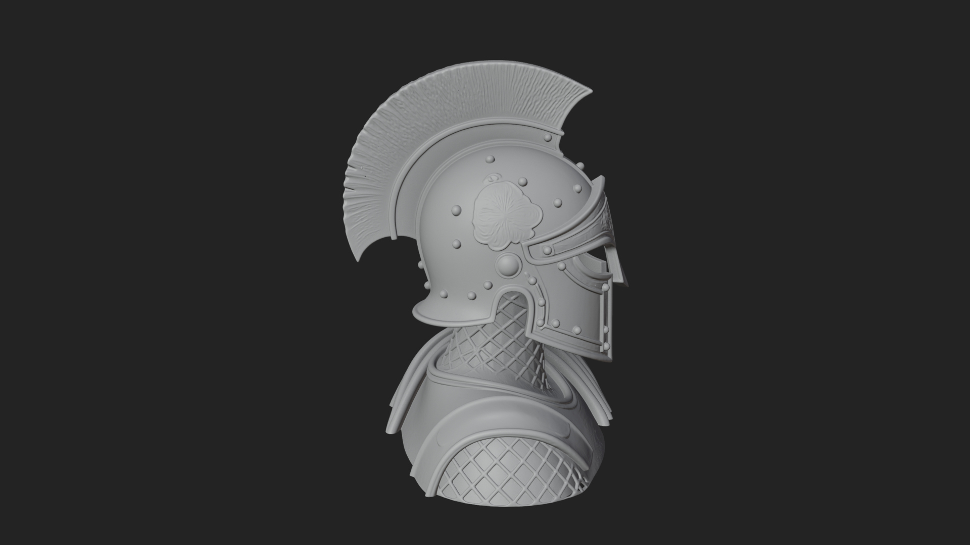 Crested Helm Hoplite Bust Design 1 3D Print Model 3D Model