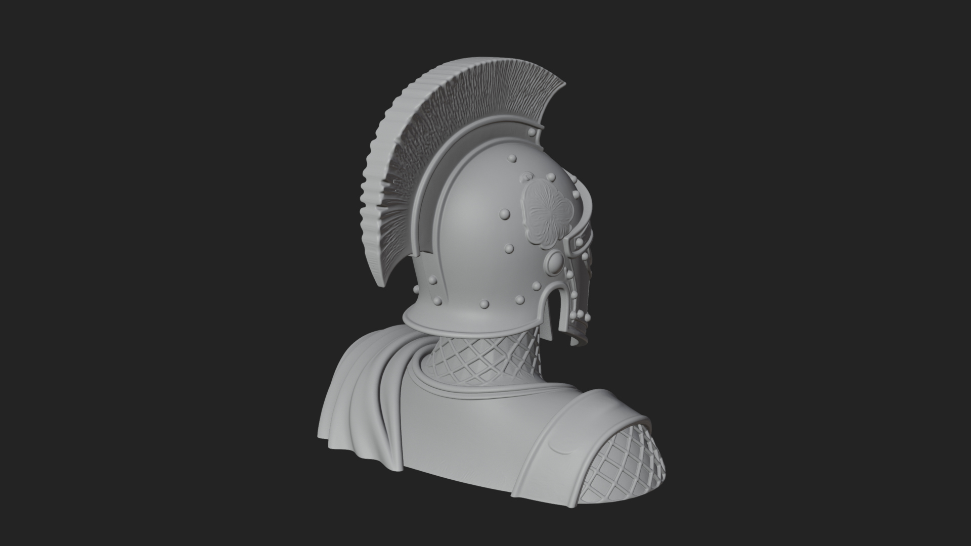 Crested Helm Hoplite Bust Design 1 3D Print Model 3D Model