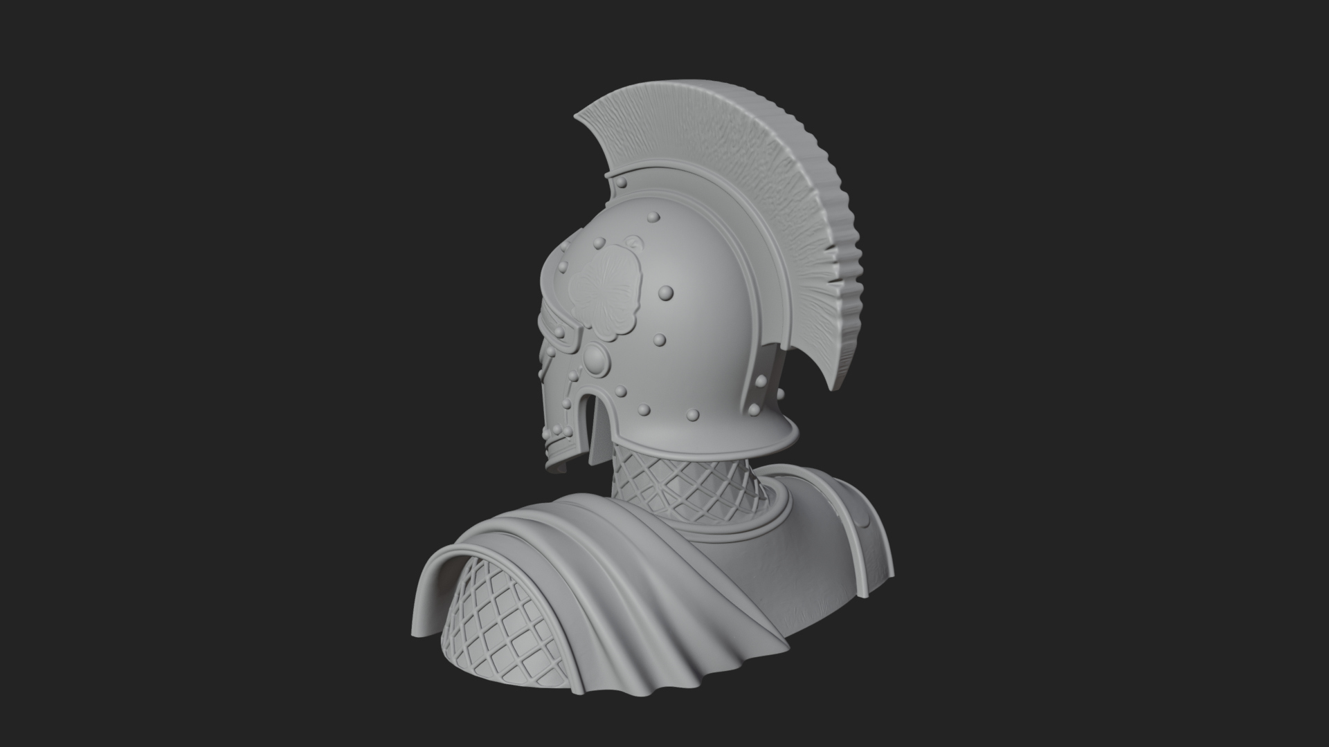 Crested Helm Hoplite Bust Design 1 3D Print Model 3D Model