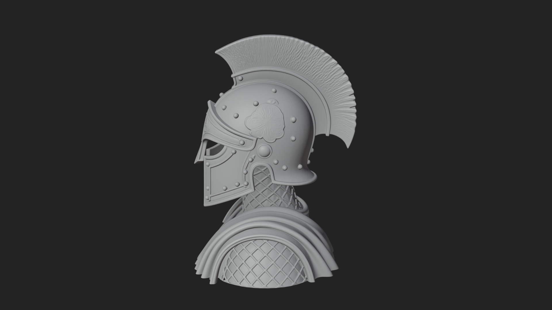 Crested Helm Hoplite Bust Design 1 3D Print Model 3D Model
