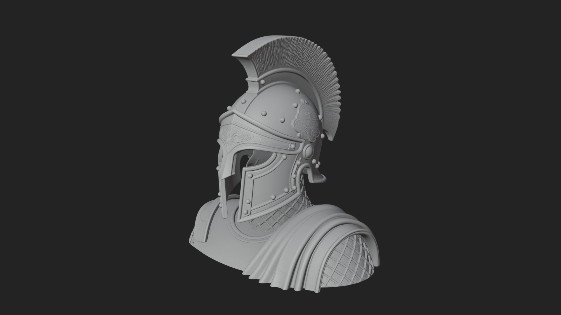 Crested Helm Hoplite Bust Design 1 3D Print Model 3D Model
