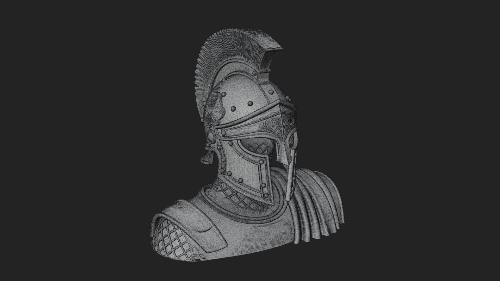 Crested Helm Hoplite Bust Design 1 3D Print Model 3D Model
