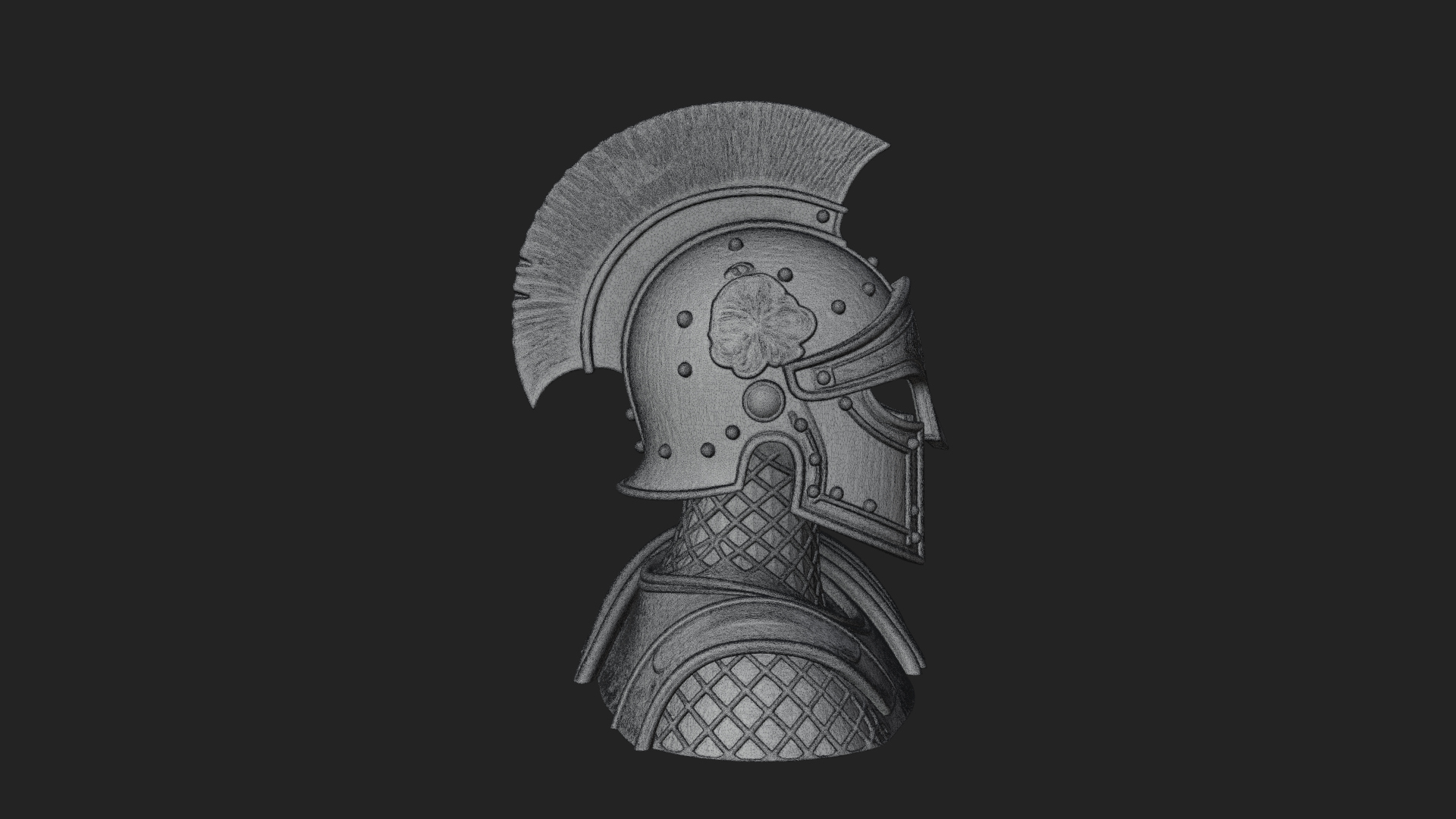 Crested Helm Hoplite Bust Design 1 3D Print Model 3D Model