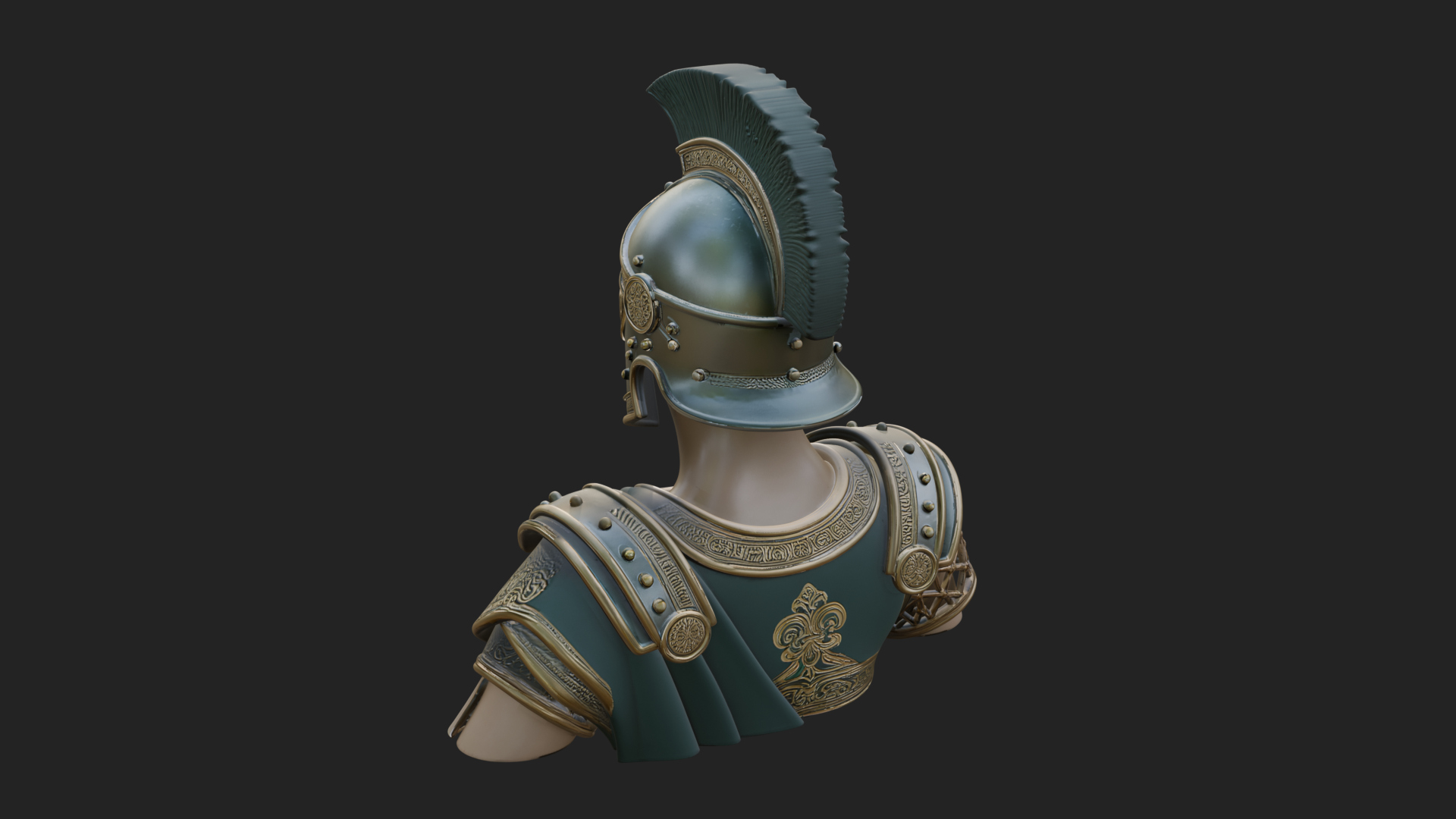 Crested Helm Hoplite Bust Design 2 3D Print Model 3D Model