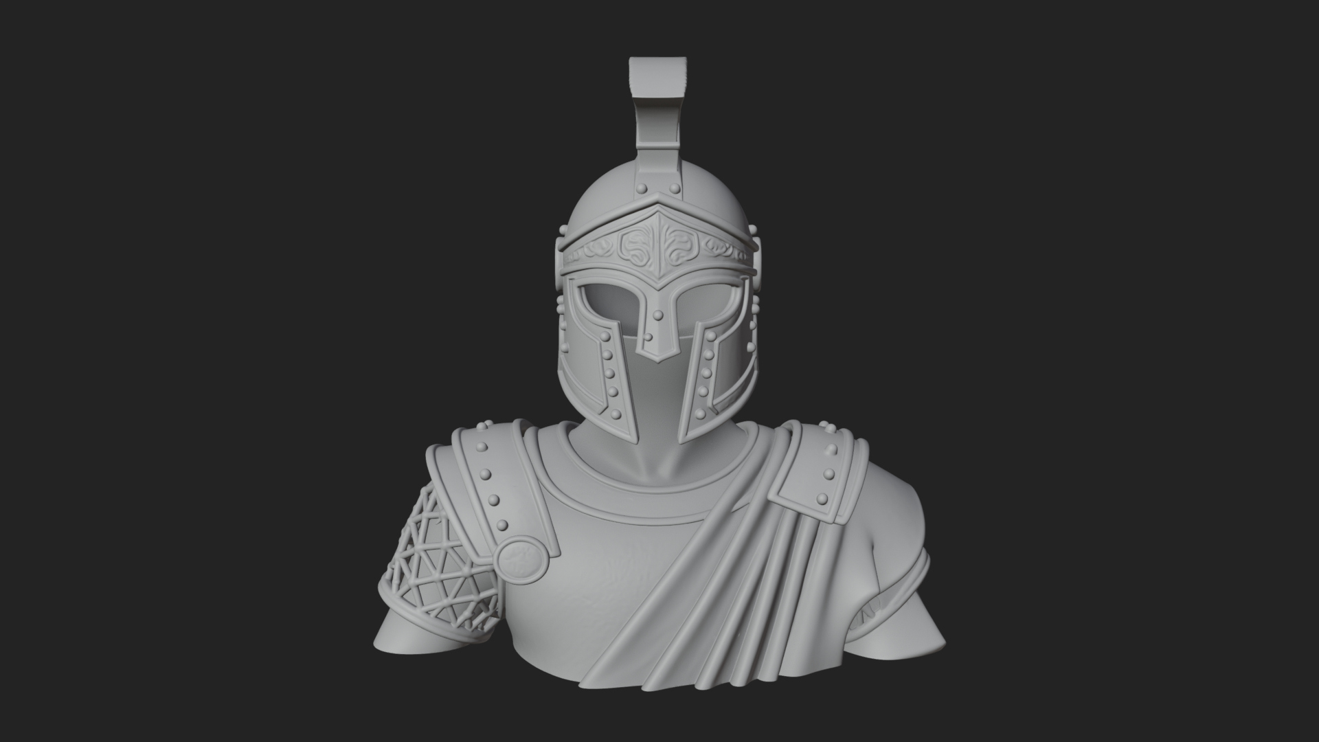 Crested Helm Hoplite Bust Design 2 3D Print Model 3D Model