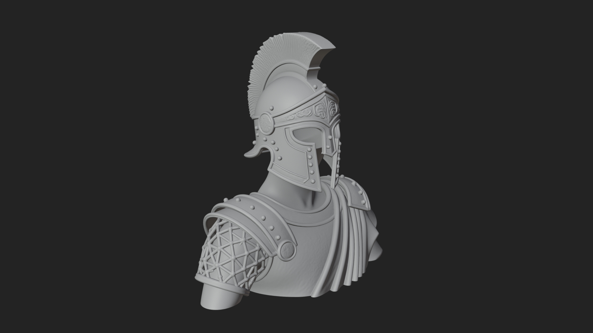 Crested Helm Hoplite Bust Design 2 3D Print Model 3D Model