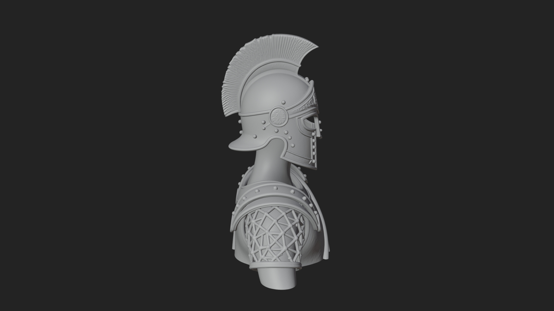 Crested Helm Hoplite Bust Design 2 3D Print Model 3D Model