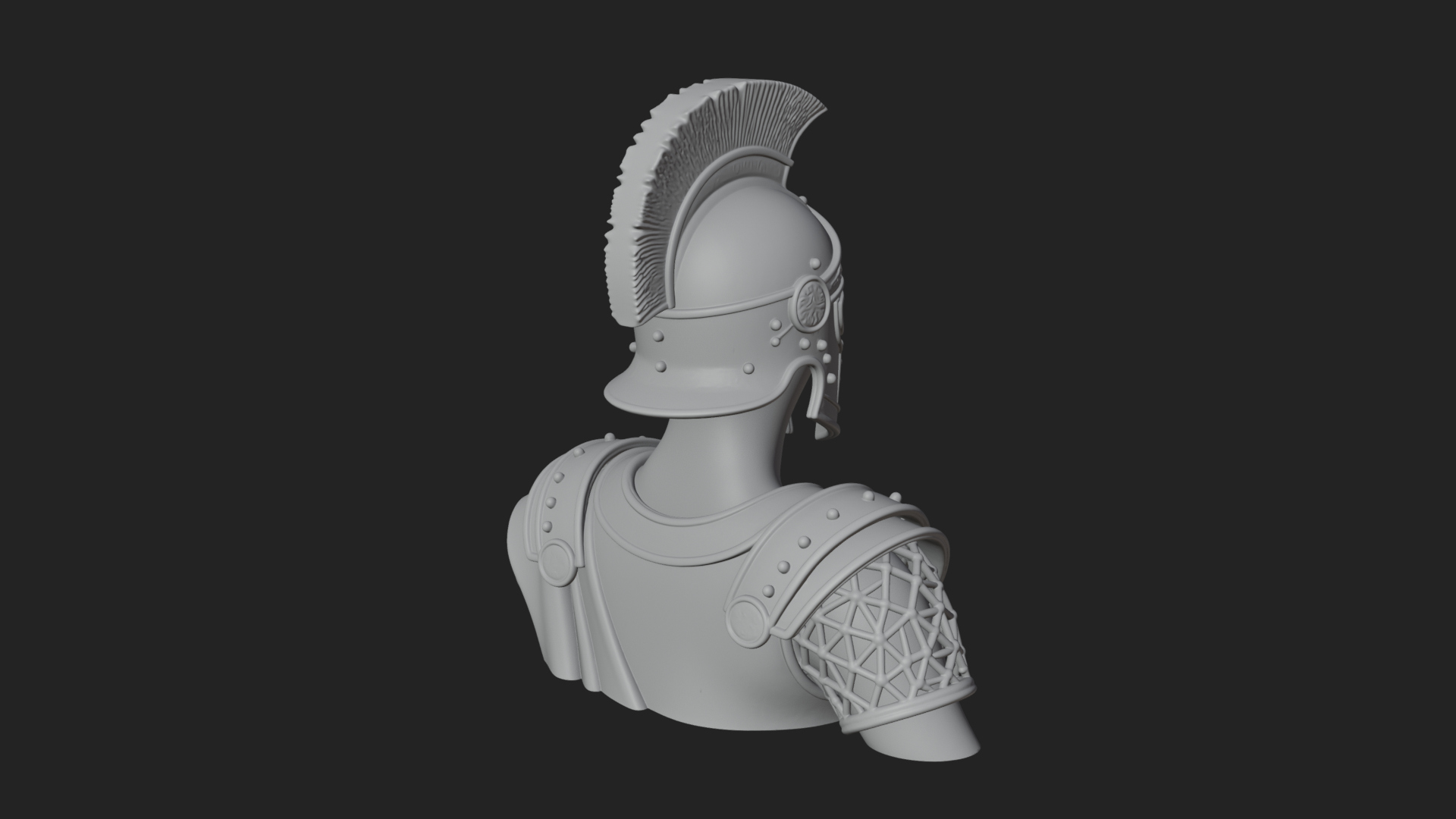 Crested Helm Hoplite Bust Design 2 3D Print Model 3D Model