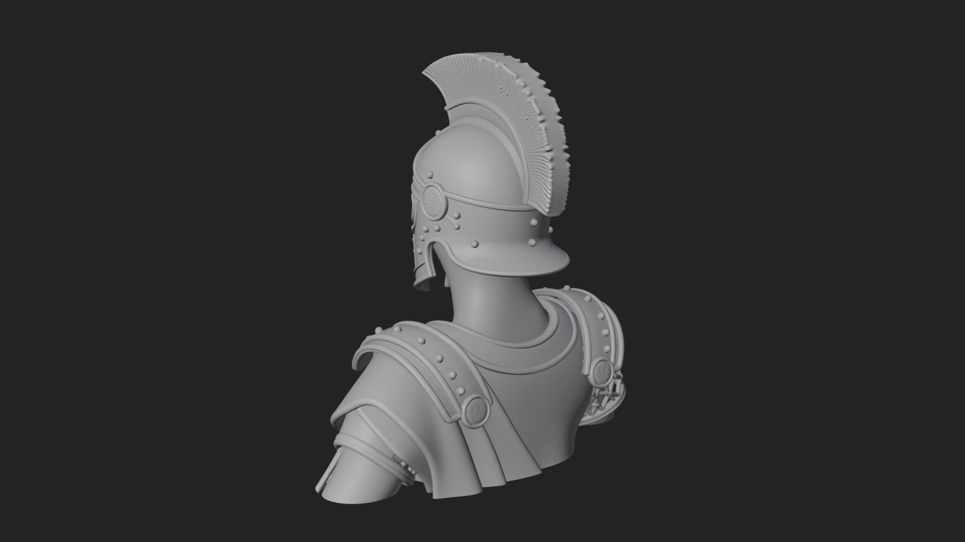 Crested Helm Hoplite Bust Design 2 3D Print Model 3D Model