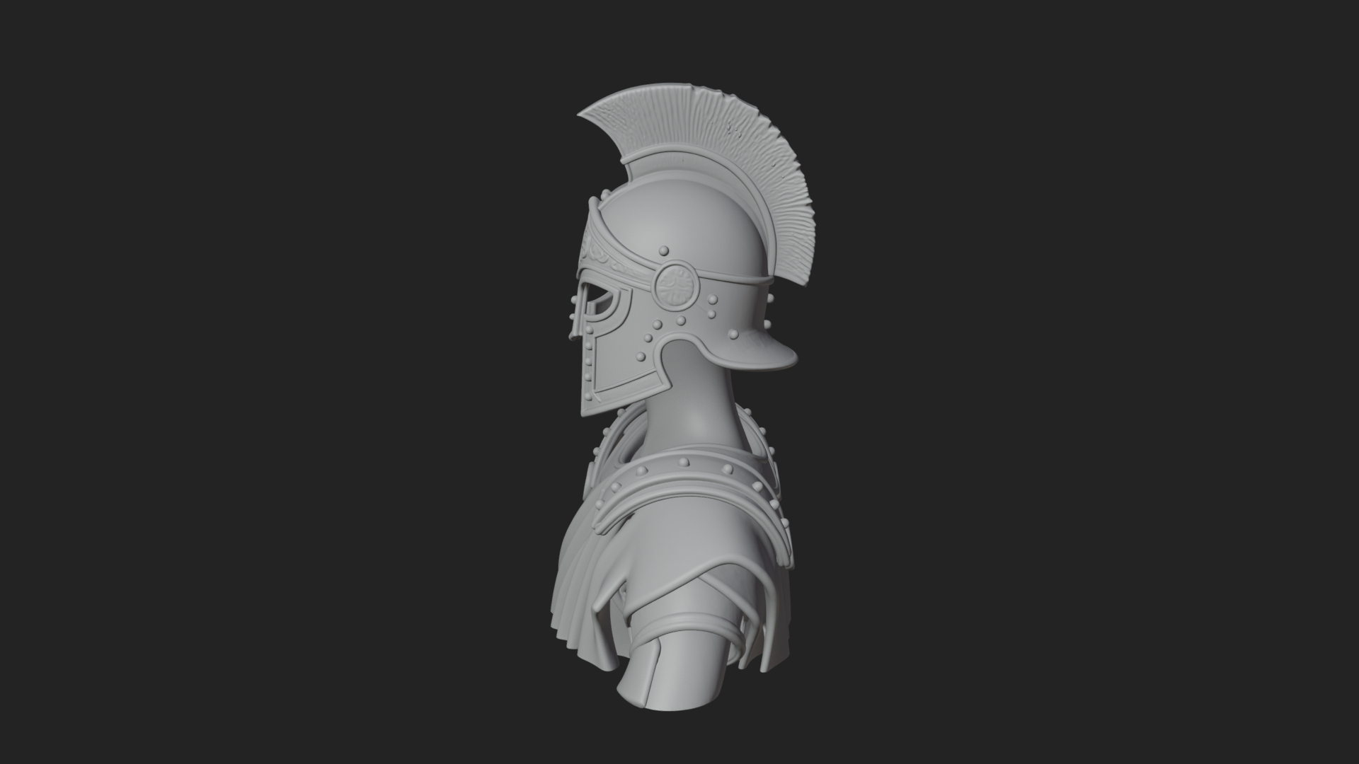 Crested Helm Hoplite Bust Design 2 3D Print Model 3D Model