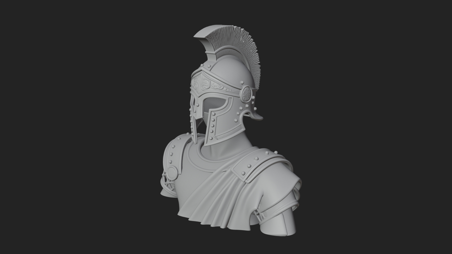 Crested Helm Hoplite Bust Design 2 3D Print Model 3D Model