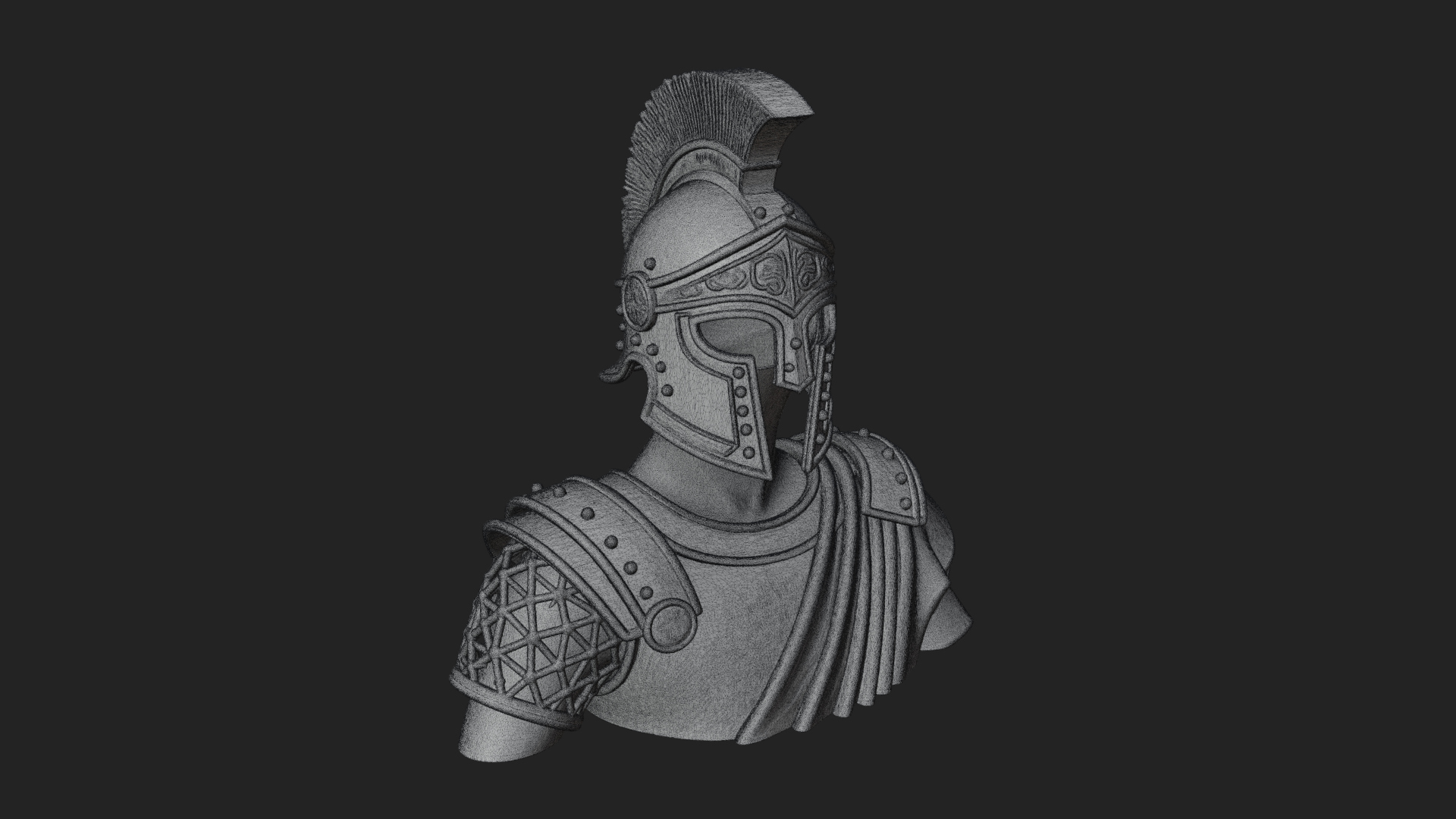 Crested Helm Hoplite Bust Design 2 3D Print Model 3D Model