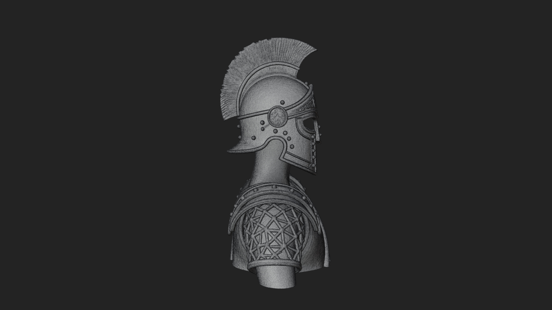 Crested Helm Hoplite Bust Design 2 3D Print Model 3D Model