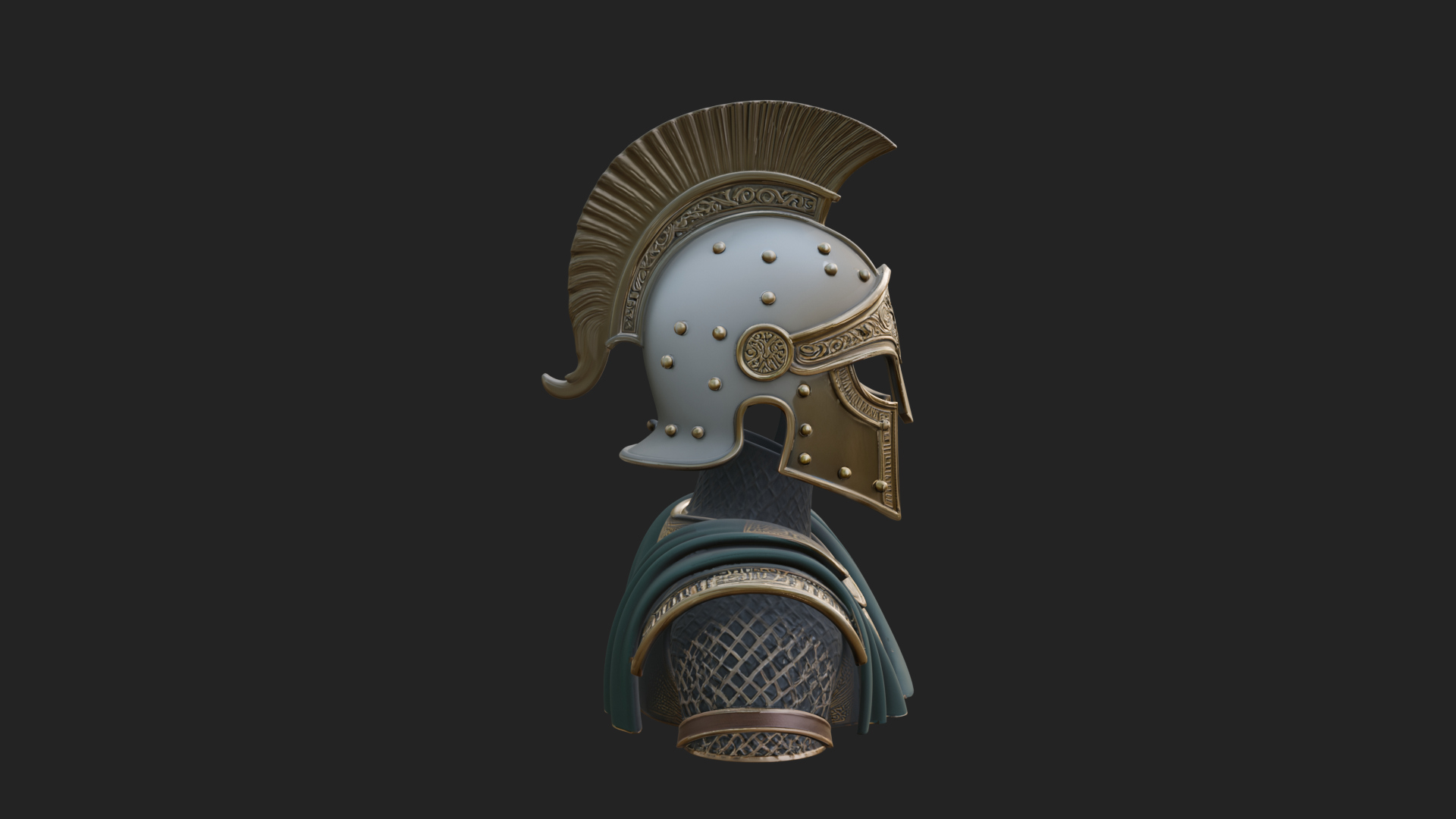 Crested Helm Hoplite Bust Design 3 3D Print Model 3D Model