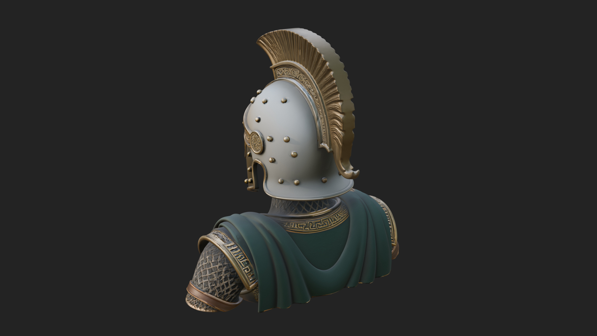 Crested Helm Hoplite Bust Design 3 3D Print Model 3D Model