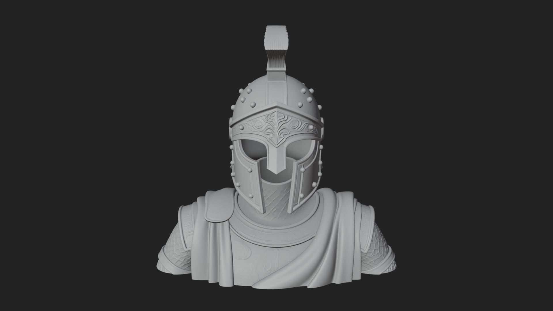 Crested Helm Hoplite Bust Design 3 3D Print Model 3D Model