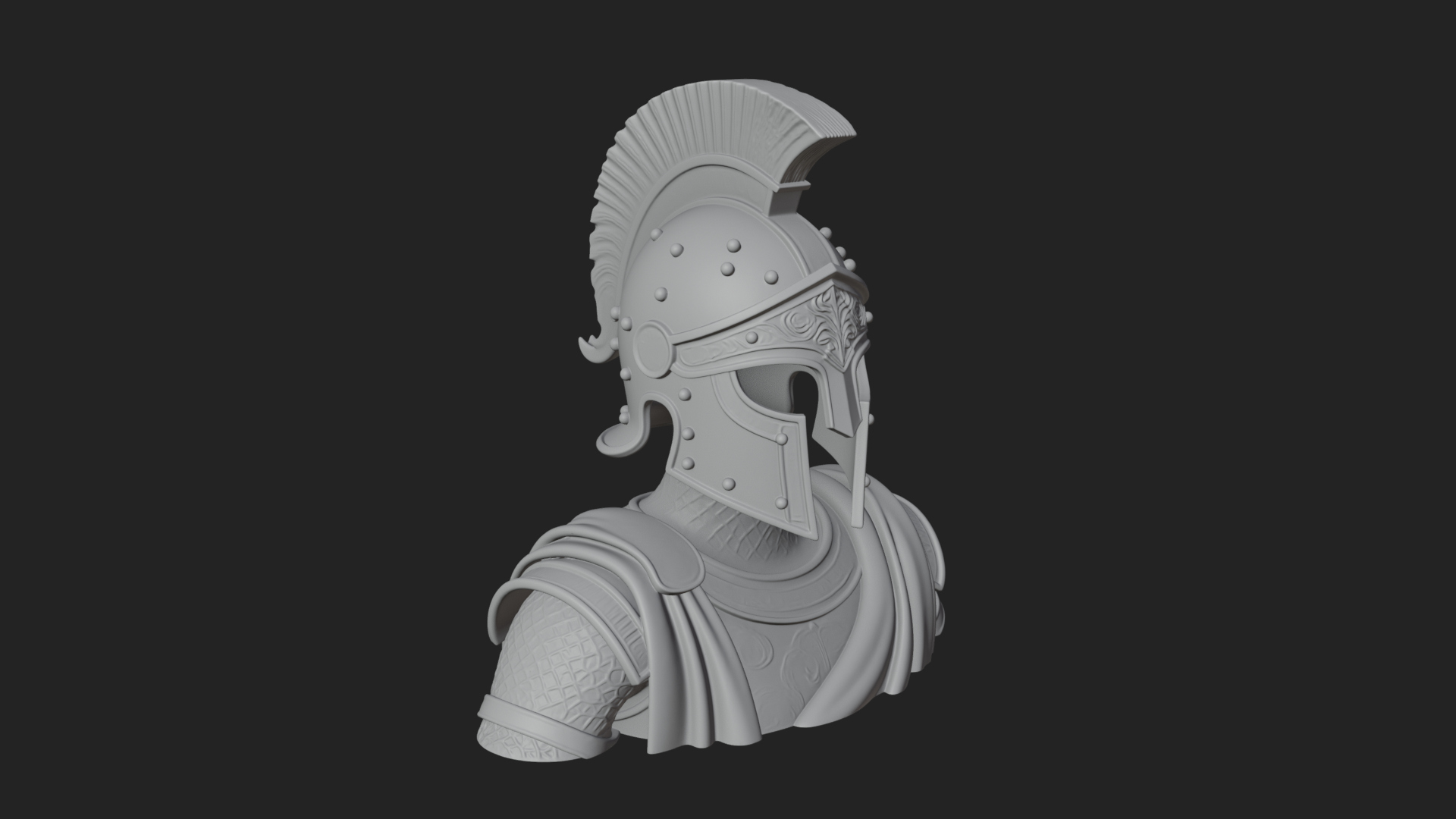 Crested Helm Hoplite Bust Design 3 3D Print Model 3D Model