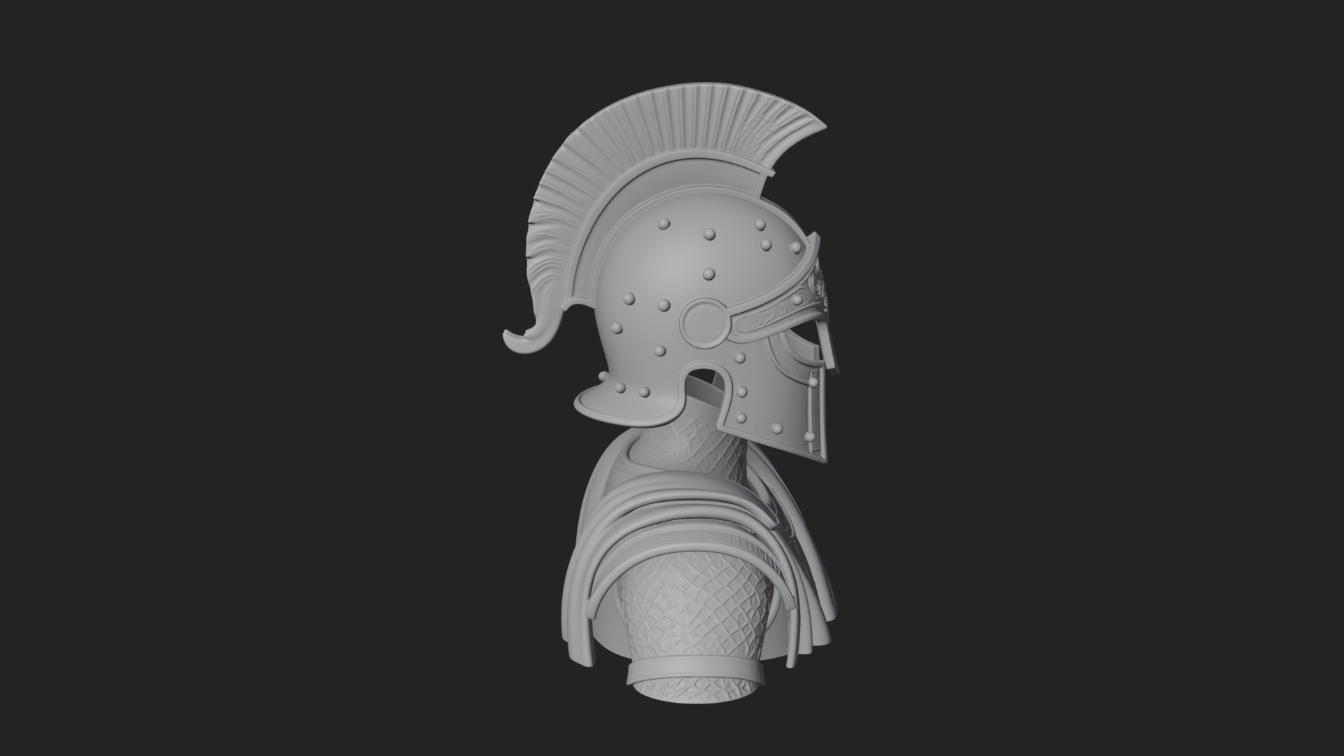 Crested Helm Hoplite Bust Design 3 3D Print Model 3D Model