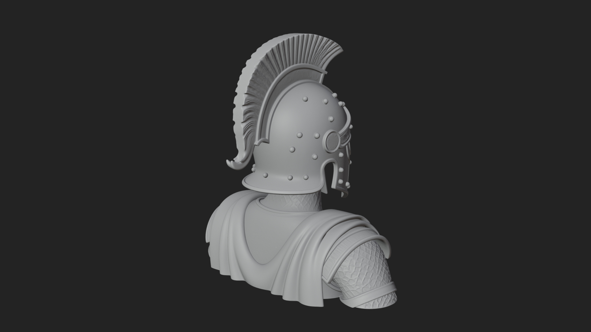 Crested Helm Hoplite Bust Design 3 3D Print Model 3D Model