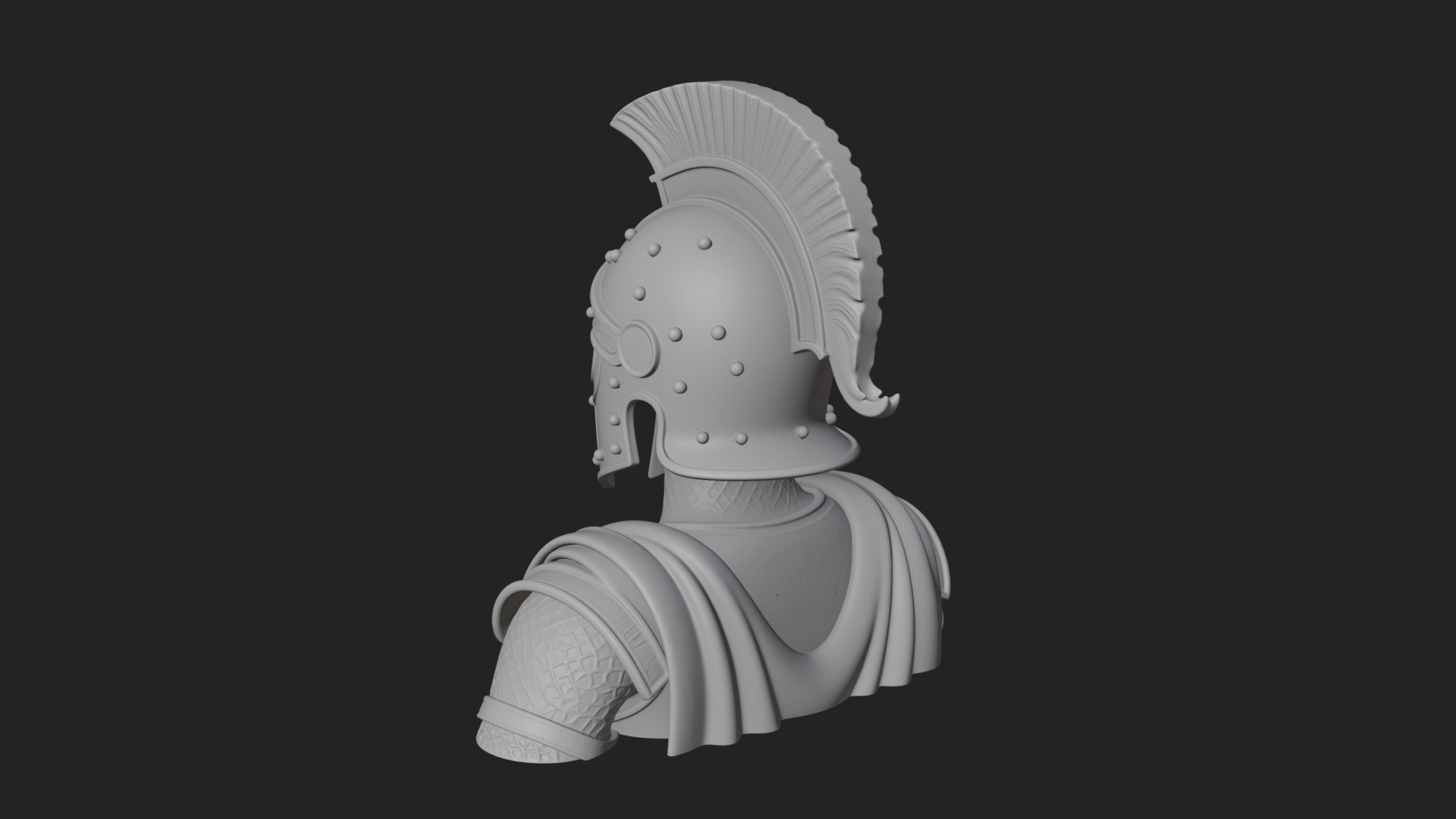 Crested Helm Hoplite Bust Design 3 3D Print Model 3D Model
