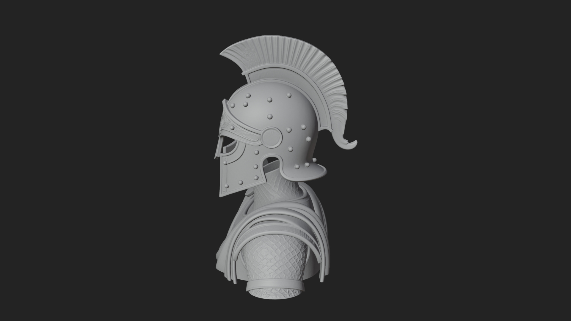 Crested Helm Hoplite Bust Design 3 3D Print Model 3D Model