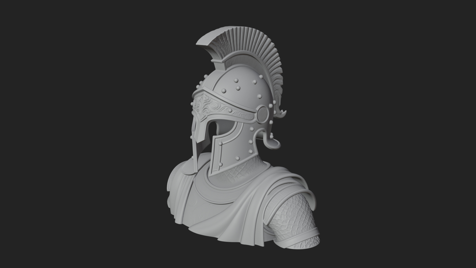 Crested Helm Hoplite Bust Design 3 3D Print Model 3D Model