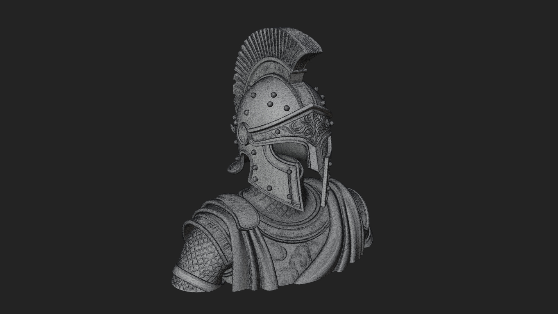 Crested Helm Hoplite Bust Design 3 3D Print Model 3D Model