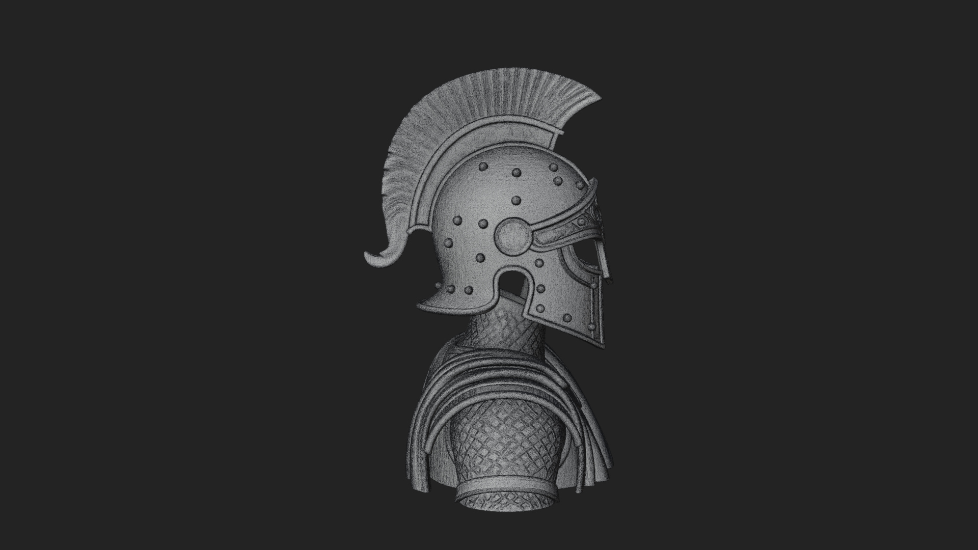 Crested Helm Hoplite Bust Design 3 3D Print Model 3D Model
