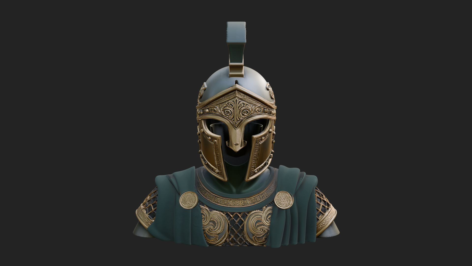 Crested Helm Hoplite Bust Design 4 3D Print Model 3D Model