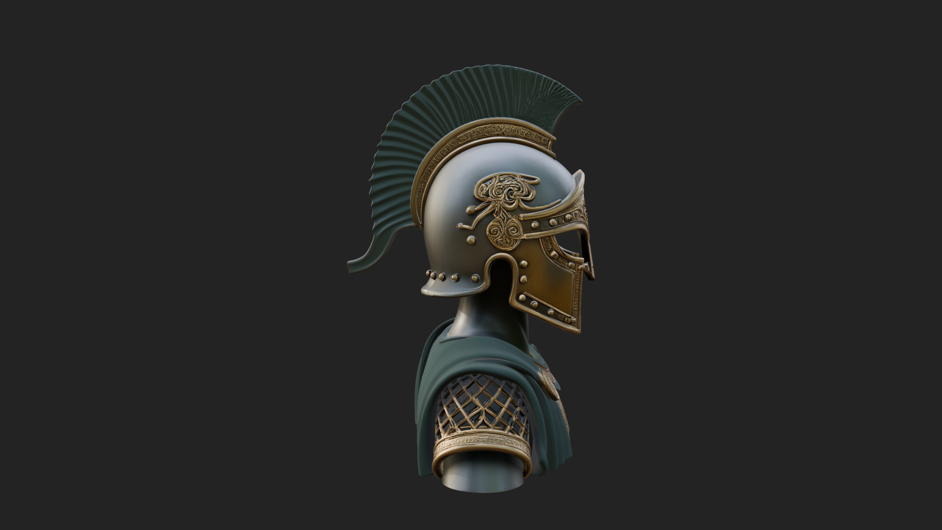 Crested Helm Hoplite Bust Design 4 3D Print Model 3D Model
