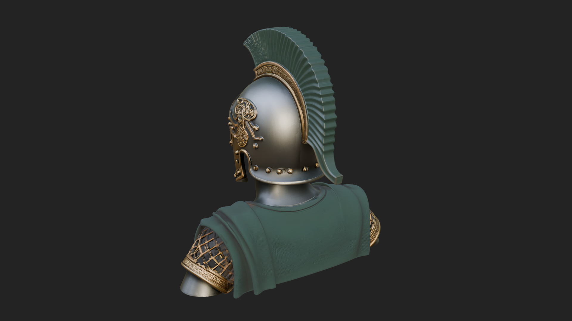 Crested Helm Hoplite Bust Design 4 3D Print Model 3D Model