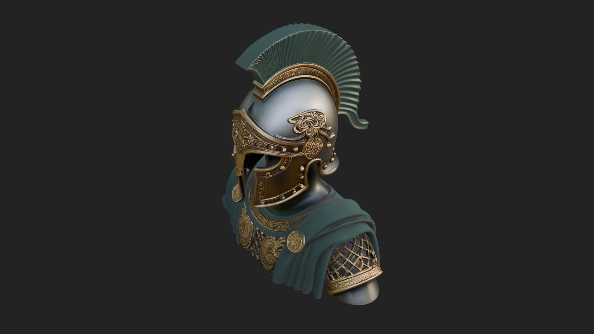 Crested Helm Hoplite Bust Design 4 3D Print Model 3D Model